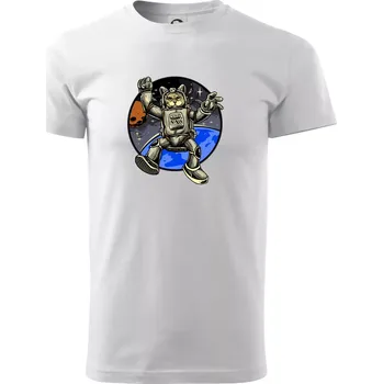 Pánské tričko Kočičí astronaut - Triko extra velké (5-8XL) - 6XL ( Bílá )