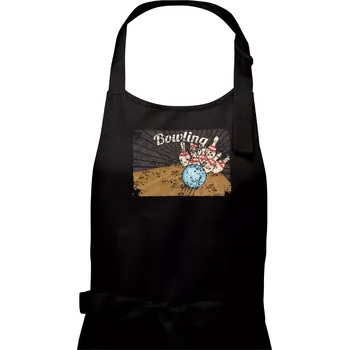 Kuchyňská zástěra Bowling plakát - Pánská zástěra na vaření - Univerzální velikost ( Černá )