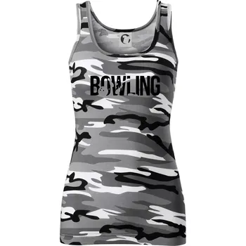 Dámské tričko Bowling nápis kuželky - Dámské Maskáčové tílko - 2XL ( Šedý maskáč )
