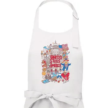 Kuchyňská zástěra USA karikatura - Pánská zástěra na vaření - Univerzální velikost ( Bílá )