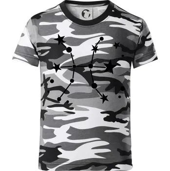 Chlapecké tričko Souhvězdí - Pisces - Ryby - Dětské maskáčové triko - 146 cm/10 let ( Šedý maskáč )