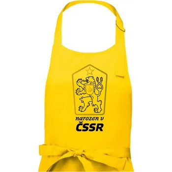 Kuchyňská zástěra Narozen v ČSSR - Pánská zástěra na vaření - Univerzální velikost ( Žlutá )