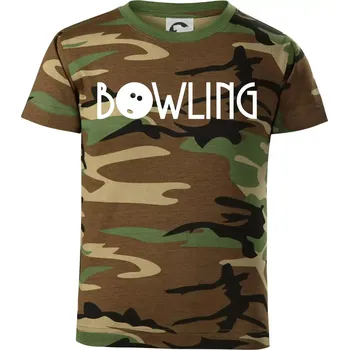 Chlapecké oblečení Bowling nápis - Dětské maskáčové triko - 122 cm/6 let ( Hnědý maskáč )