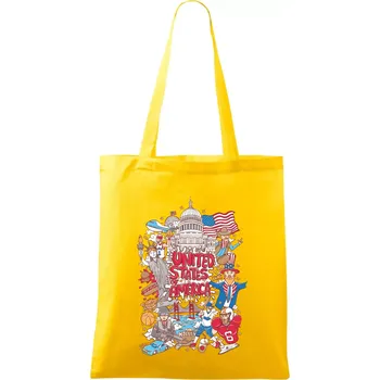 USA karikatura - Taška bavlněná - 42 x 38 cm ( Žlutá )