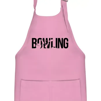 Kuchyňská zástěra Bowling nápis kuželky - Dětská zástěra na vaření - Univerzální velikost ( Růžová )
