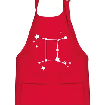 Kuchyňská zástěra Souhvězdí - Gemini - Blíženci - Dětská zástěra na vaření - Univerzální velikost ( Červená )
