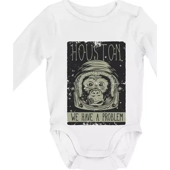 Houston we have a problem - Body kojenecké s dlouhým rukávem - Dlouhý r. 3-6 měs ( Bílá )