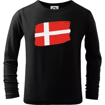 Chlapecké tričko Dánsko vlajka - Triko dětské Long Sleeve - 122 cm/6 let ( Černá )