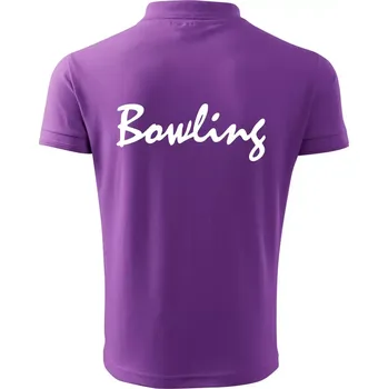 Pánská košile Bowling nápis psací - Polokošile pánská Pique Polo 203 - 4XL ( Fialová )