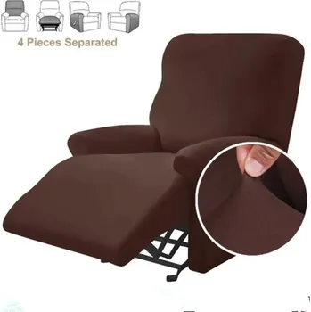 Dekorativní polštářek Barevný potah na relaxační křeslo ze 4 dílů z elastického hladkého materiálu hnědá