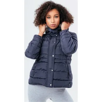 Dámská casual bunda Hype Shorts Puffer Jacket with Fur Trim Navy 4