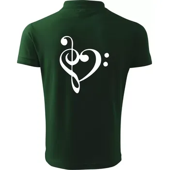 Pánská košile Houslový klíč srdce - Polokošile pánská Pique Polo 203 - 5XL ( Lahvově zelená )