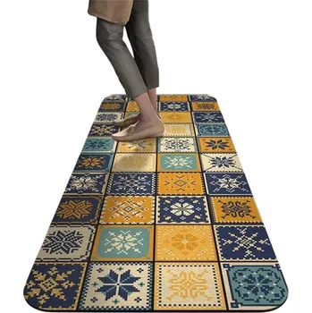 Koberec Protiskluzový koberec 40 x 60 cm Retro dlaždicový vzor Kuchyňská rohožka Koupelna Obývací pokoj Ložnice Vstupní rohožka Savý koberec