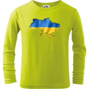 Dětská móda Ukrajina vlajka mapa - Triko dětské Long Sleeve - 146 cm/10 let ( Limetková )