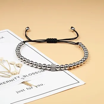 Náramek Měděný pletený náramek s korálky | módní doplněk, náramek unisex - Styl 3