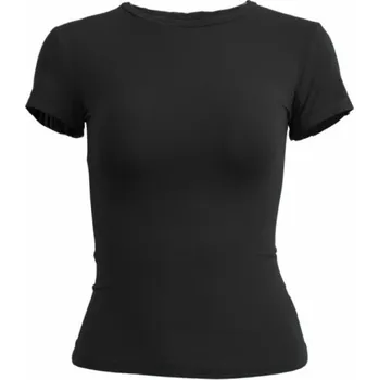 Dámské tričko Dámské tričko s krátkým rukávem Přiléhavý elastický top s kulatým výstřihem Moderní jednobarevné tričko Přiléhavý střih Módní oblečení černá L