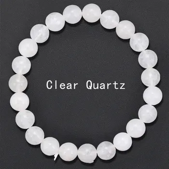 Náramek Náramek s korálků z přírodního minerálu | náramek, šperk - Čirý křemen , 19,5–20 cm , 8mm Beads