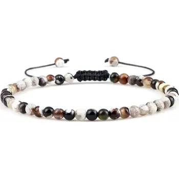 Náramek Minimalistický onyxový náramek minerálních korálků | energetický náramek, náramek přátelství - Bílý oheň