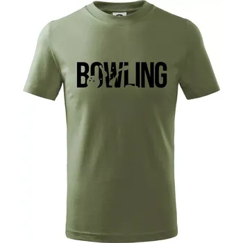 Bowling nápis kuželky - Tričko dětské bavlněné - 146 cm/10 let ( Khaki )