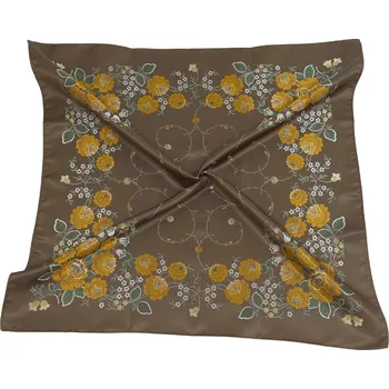 HEDVA ČESKÝ BROKÁT Šátek Ondrit VSh 76x76 ZVONKY se šlahouny hnědá