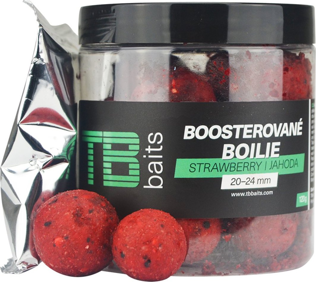TB Baits Boosterované Boilie Strawberry 120 g 20-24 mm TB Baits Boosterované Boilie Strawberry 120 g 20-24 mm