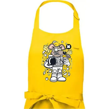 Kuchyňská zástěra Myš kosmonaut komiks - Dámská zástěra na vaření - Univerzální velikost ( Žlutá )