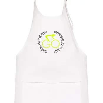 Kuchyňská zástěra GO cyklista (fluo potisk) - Dětská zástěra na vaření - Univerzální velikost ( Bílá )