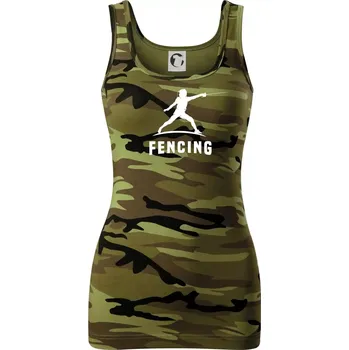 Dámské tričko Fencing (šerm) - postava - Dámské Maskáčové tílko - M ( Zelený maskáč )
