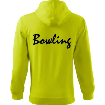 Pánská mikina Bowling nápis psací - Mikina s kapucí na zip trendy zipper - S ( Limetková )