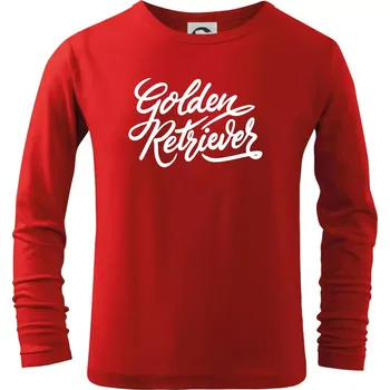 Golden retriever - nápis okrasný - Triko dětské Long Sleeve - 134 cm/8 let ( Červená )