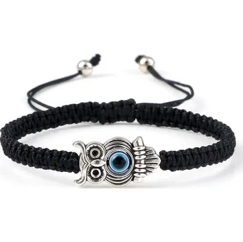 Náramek Náramek pro štěstí s motivem sovy | náramek, ochranný náramek - Černý