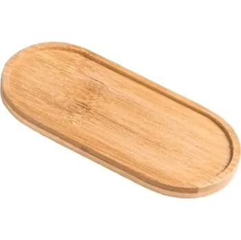 Oválný bambusový tác 16,5x8x1 cm Dřevěná voděodolná podložka pod umyvadlo Tác pod mýdlo Lahve Dekorace Základna do koupelny a kuchyně