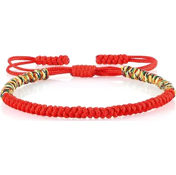 Náramek Náramek štěstí z červené a černé šňůrky | ochranný náramek, ručně pletený náramek - Smíšená červená