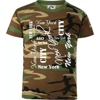 New York City font - Dětské maskáčové triko - 134 cm/8 let ( Hnědý maskáč )