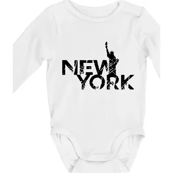 Kojenecký body New York retro - Body kojenecké s dlouhým rukávem - Dlouhý r. do 3 měs ( Bílá )