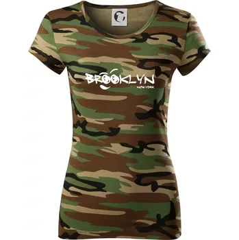 Dámské tričko Brooklyn úsměv - Dámské maskáčové triko - XS ( Hnědý maskáč )