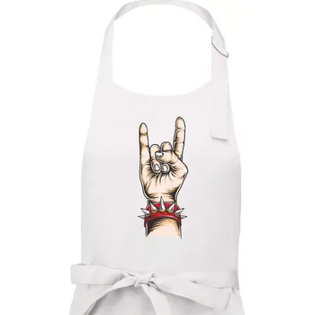 Kuchyňská zástěra Rocková ruka s náramkem - Dámská zástěra na vaření - Univerzální velikost ( Bílá )