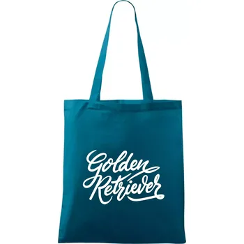 Golden retriever - nápis okrasný - Taška bavlněná - 42 x 38 cm ( Petrolejová )