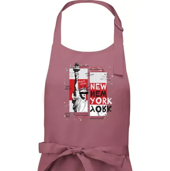 Kuchyňská zástěra New york socha - Pánská zástěra na vaření - Univerzální velikost ( Starorůžová )