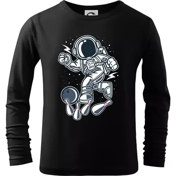Astro bowling - Triko dětské Long Sleeve - 158 cm/12 let ( Černá )