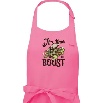Kuchyňská zástěra Its time to boost turtle - Pánská zástěra na vaření - Univerzální velikost ( Růžová )