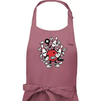 Kuchyňská zástěra Bowling komiks - Dámská zástěra na vaření - Univerzální velikost ( Starorůžová )