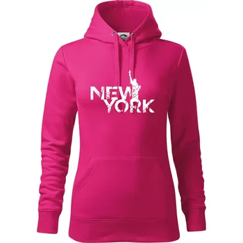 Dámská mikina New York retro - Mikina dámská Cape s kapucí - XL ( Purpurová )