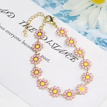 Náramek Květinový barevný náramek pro ženy | náramek, šperk - Růžový