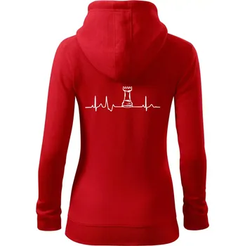 Dámská mikina EKG Šachové figurky - Věž - Dámská mikina trendy zipper s kapucí - XL ( Červená )