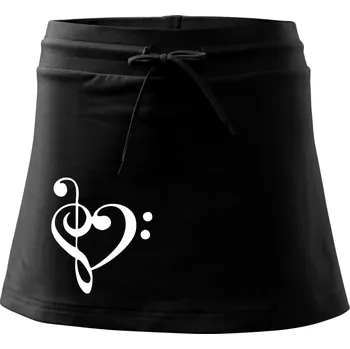 Dámská sukně Houslový klíč srdce - Sportovní sukně - two in one - XL ( Černá )