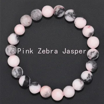 Náramek Náramek s korálků z přírodního minerálu | náramek, šperk - Růžový zebrový jaspis , 17–17,5 cm , 8mm Beads