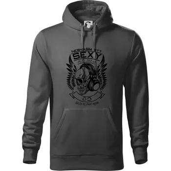 Pánská mikina Nesnáším být sexy ale jsem - DJ - Mikina pánská Cape s kapucí - XL ( Ocelově šedá )