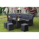 Rojaplast Moderní až 10ti místná zahradní souprava černá se stolkem, umělý ratan