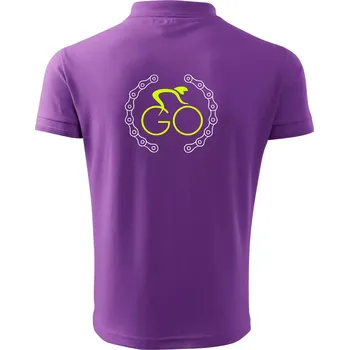 Pánská košile GO cyklista (fluo potisk) - Polokošile pánská Pique Polo 203 - 4XL ( Fialová )